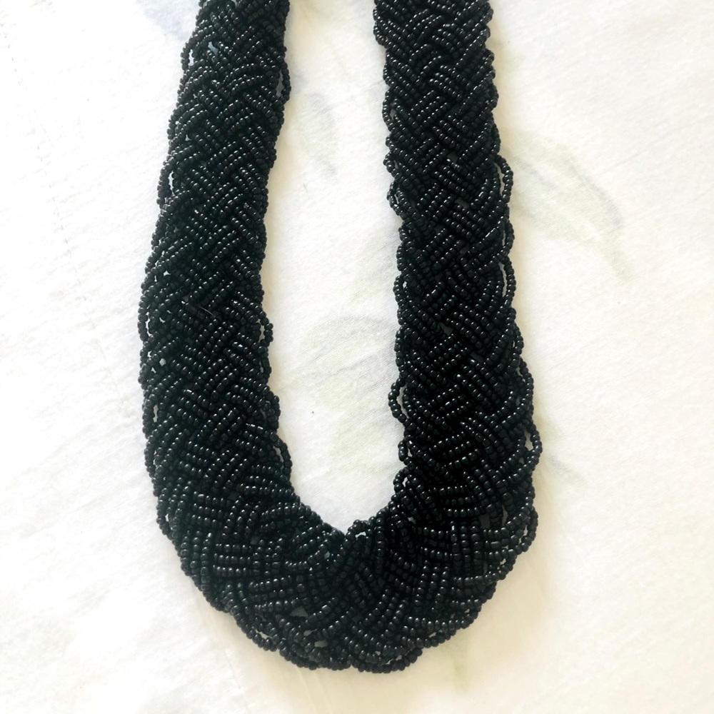 Black Braided and Beaded Necklace - NWOT